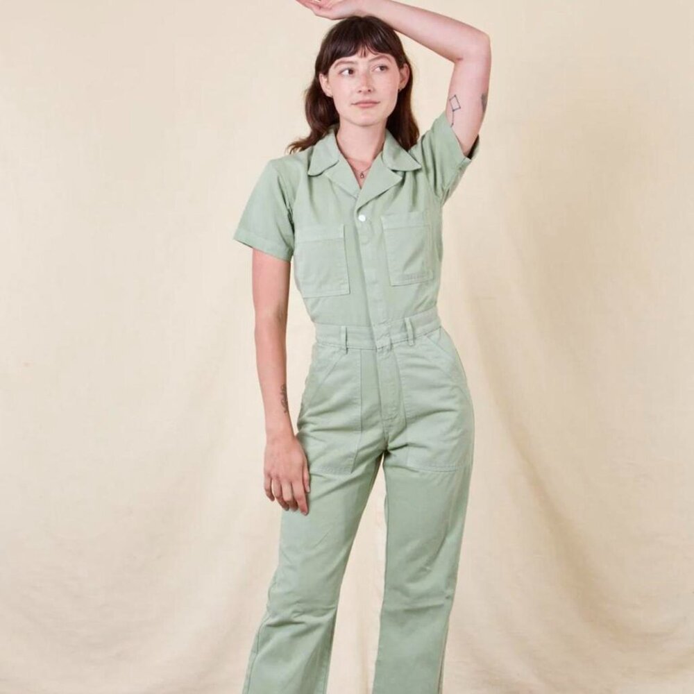 Big Bud Press Short-Sleeve Jumpsuit in Sage